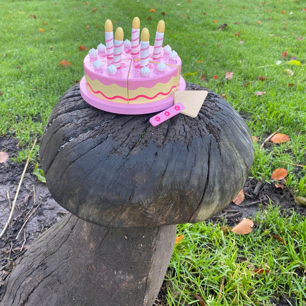 Wooden Pink Birthday Cutting Cake by Tinkie Toys