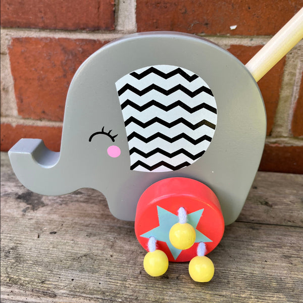 FSC Wooden Toy ELEPHANT PUSH ALONG