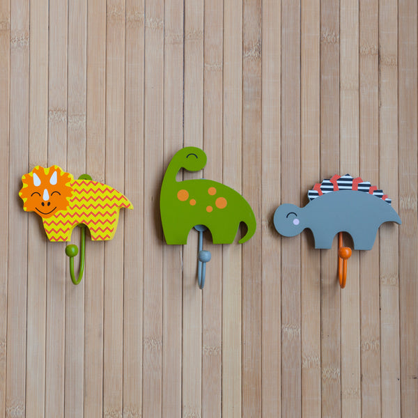 Childrens Set of 3 DINOSAUR Coat Hooks