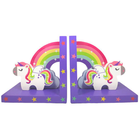 Childrens Rainbow Unicorn Wooden Bookends