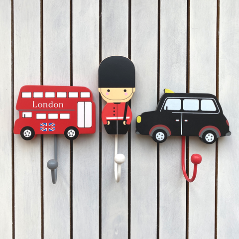 Childrens Set of 3 LONDON Coat Hooks