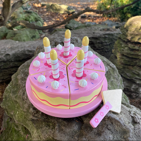 Wooden Pink Birthday Cutting Cake by Tinkie Toys