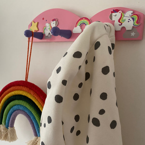 Childrens Wooden RAINBOW UNICORN Coat Rack