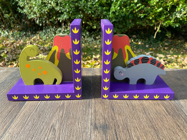 Childrens DINOSAUR Wooden Bookends