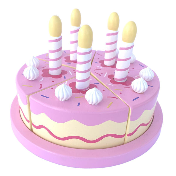 Wooden Pink Birthday Cutting Cake by Tinkie Toys
